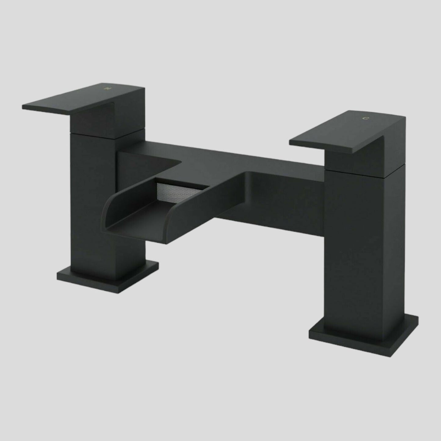 Bath Black Tap Waterfall Mono Mixer Square Modern Faucet Bathroom + Plug & Waste
