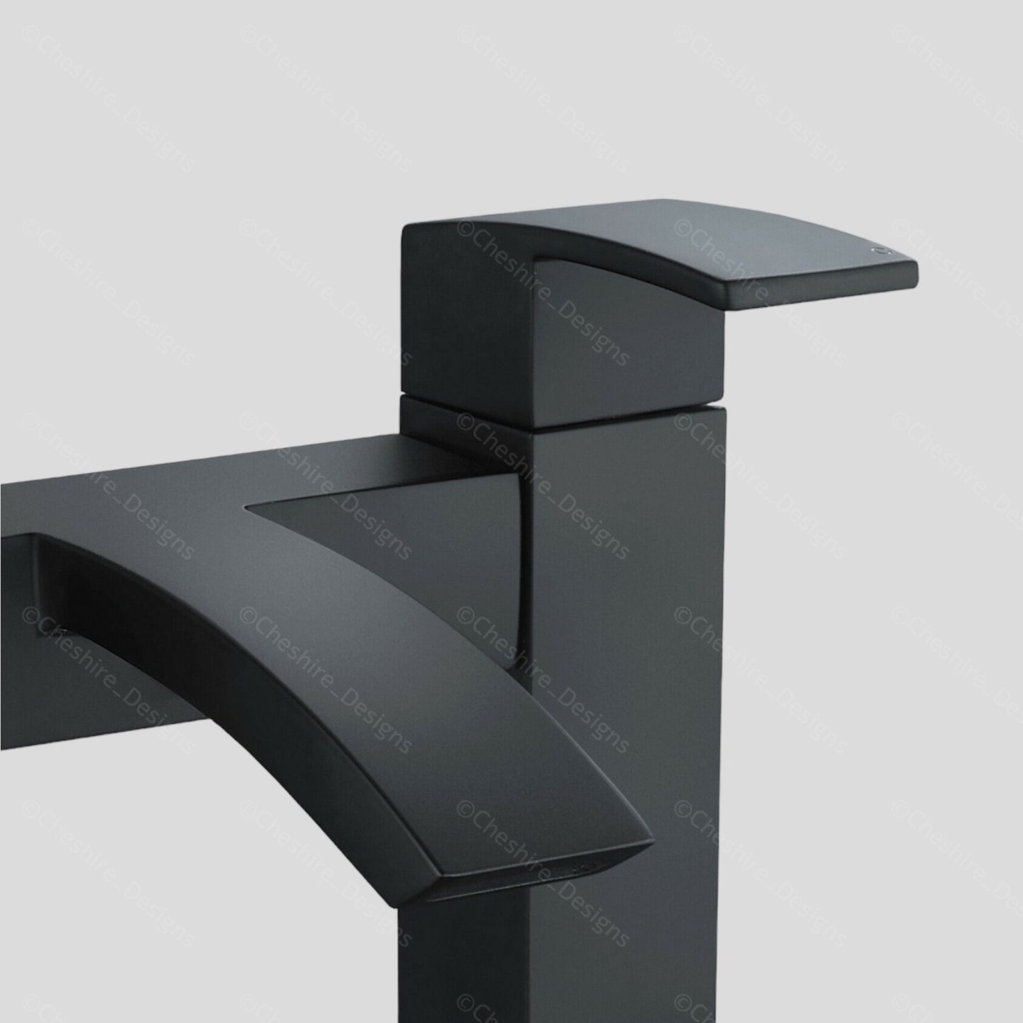 Black Bath Tap Waterfall Mixer Mono Square Modern Faucet Bathroom