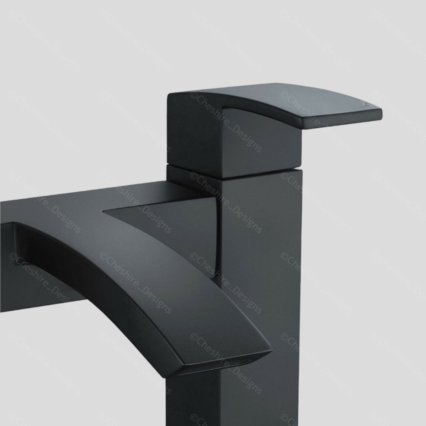Black Bath Tap Waterfall Mono Mixer Bathroom Square Modern inc Plug & Waste